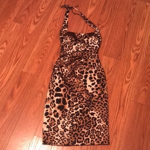 Cache Cheetah Print Sexy Satin Bodycon dress